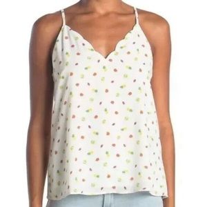 Socialite Fruit Print Scalloped Neck Cami